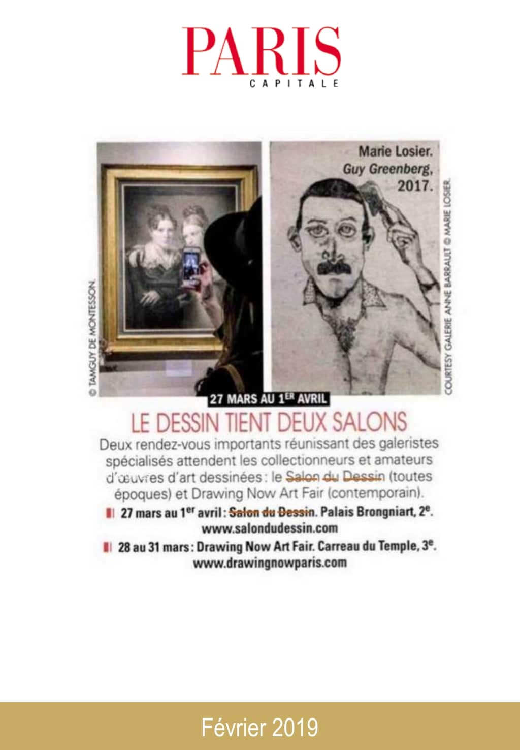 Article de presse du Salon du Dessin 2019 : Paris Capitale