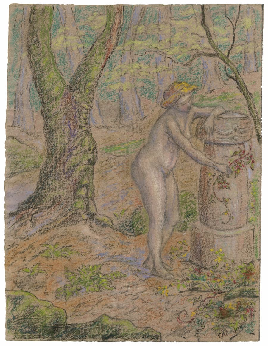 Paul-Elie RANSON, Nu décorant une stèle, vers 1900