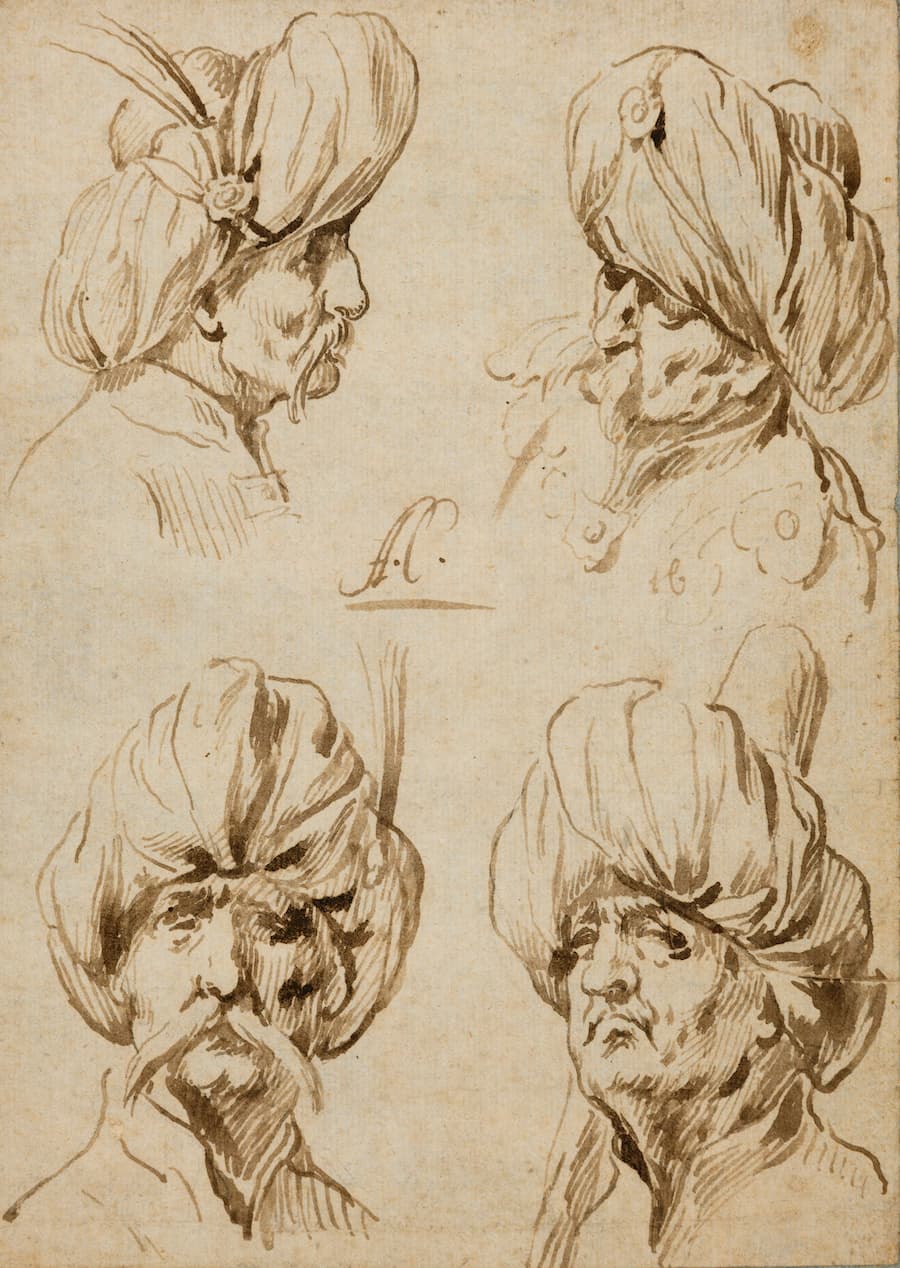 ANTONIO DEL CASTILLO, Étude de quatre têtes d'hommes orientaux