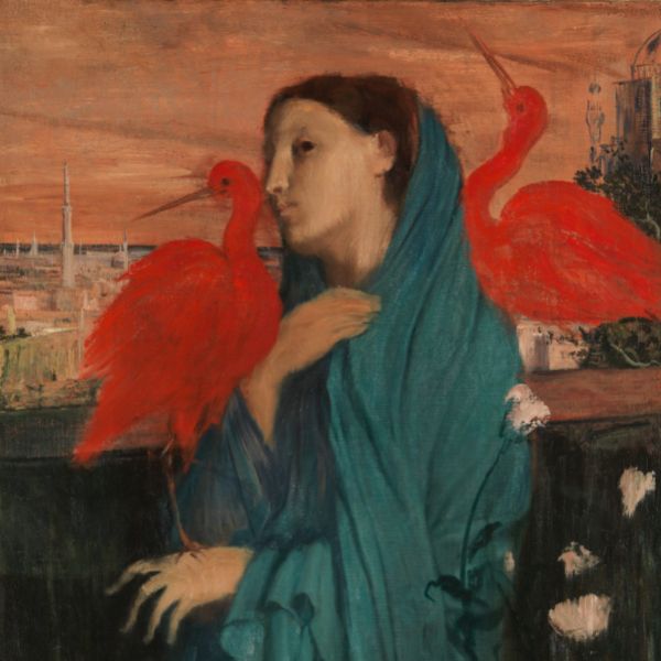 Exposition Manet / degas au musée d'Orsay : détail du tableau d'Edgar Degas, "Jeune femme à l’Ibis"