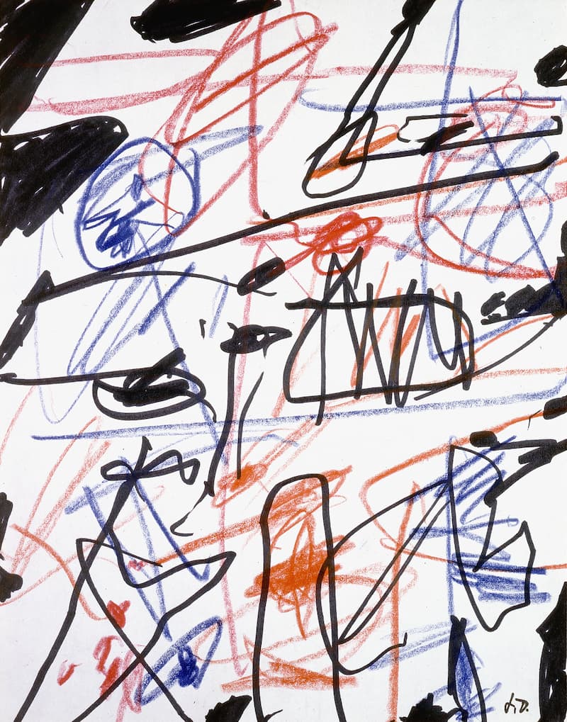 Jean DUBUFFET Activation LII Crayons de couleur et feutre noir sur papier à lettres 27x21cm 8 février 1985 Coll. Fondation Dubuffet, Paris © Fondation Dubuffet / ADAGP, Paris